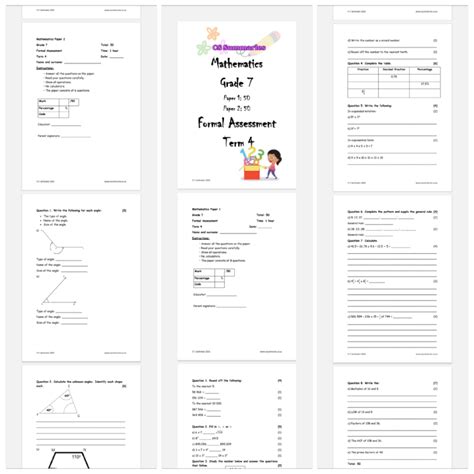 Mathematics Grade 7 Tests Term 4 • Teacha!