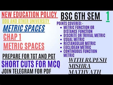 Metric Spaces Distance Function Discrete Function Usual Metric