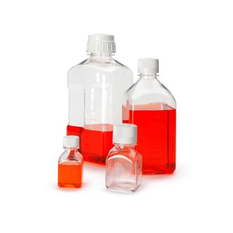Thermo Scientific Nalgene Square PETG Media Bottles with Closure, 500mL ...
