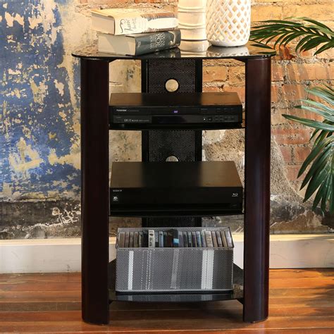 35" Modern 4-Shelf Glass Audio Rack Media Component Stand -Espresso , Multiple Colors - Walmart ...