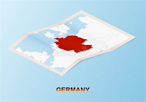 Folded Paper Map of Germany with Neighboring Countries in Isometric ...