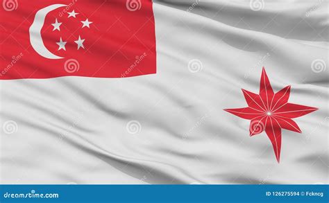 Singapore Naval Ensign Flag Closeup View Stock Illustration