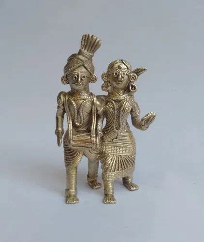 Golden 4 Inch Dhokra Brass Adivasi Couple For Decoration At Rs 850 Set