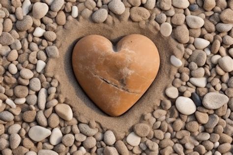 Premium Ai Image Heart Shaped Stone On Sea Beach Love Concept