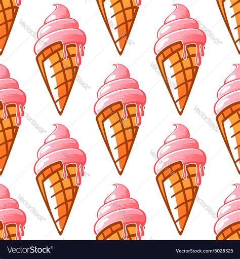 Ice Cream Waffle Cones Seamless Pattern Background