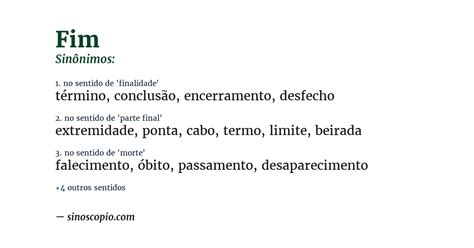 O Que Significa Fim - Sinônimos de Fim [por sentido] - Sinoscópio