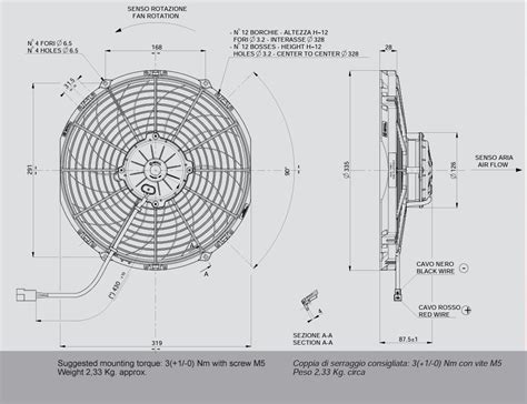 Fan SPAL 12 High Performance Puller Curved Blade 12 Volt With Packard