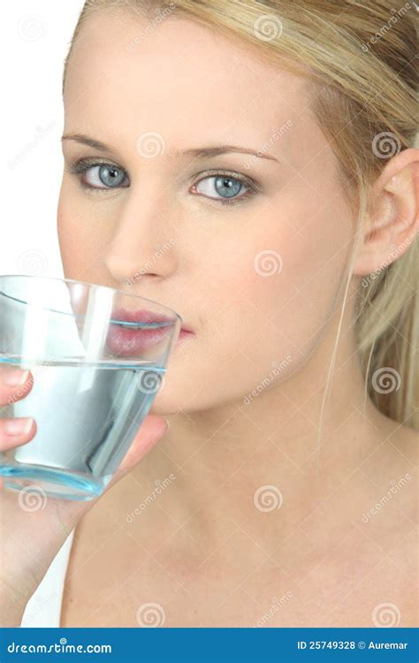 Blonde Woman Drinking Water Stock Photo Image Of Adult Liquid