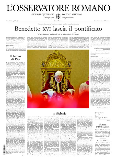 La Prima Pagina Dell Osservatore Romano Di Domani Il Post