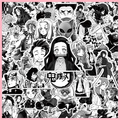 Guyn Sticker Demon Slayer Sheets Nezuko Cartoon Anime Black