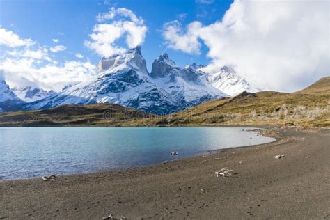 Cuernos Del Paine Mountains in Torres Del Paine National Park in Chile Stock Image - Image of ...