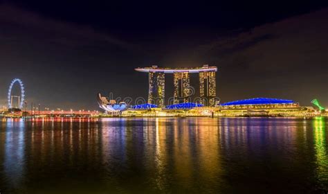 Marina Bay Sands Hotel at Night, Singapore Stock Image - Image of hotel ...