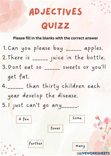 Adjective quizz | Live Worksheets