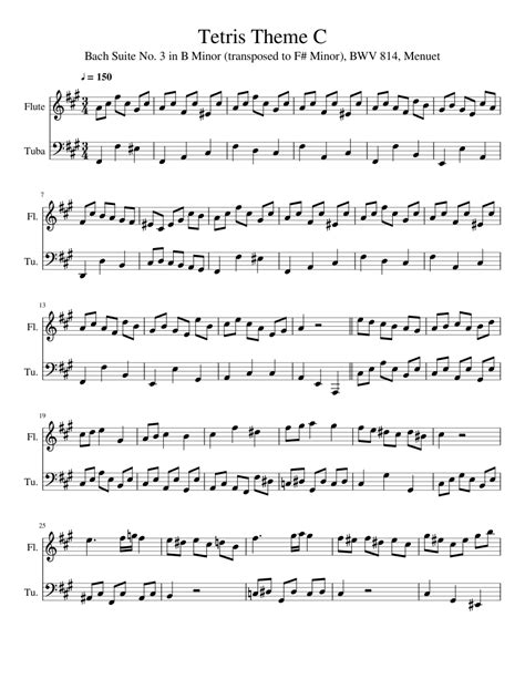 Tetris Theme C Sheet Music For Flute Tuba Download Free In Pdf Or