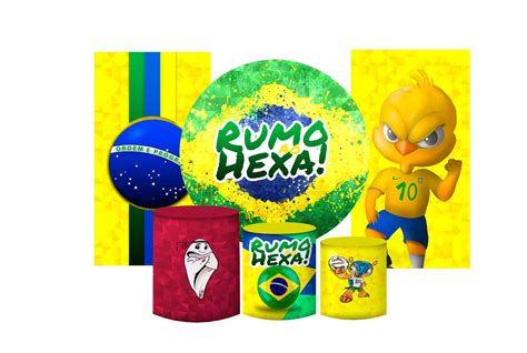 Super Kit Painel De Festa E Capas De Cilindro Rumo Ao Hexa Sublime Sonhos