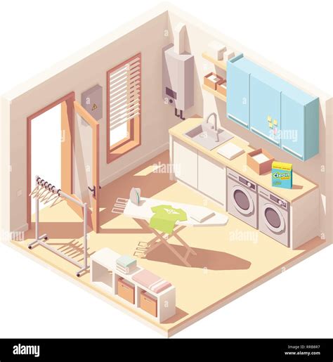 Vector Isometric Laundry Room Stock Vector Image Art Alamy