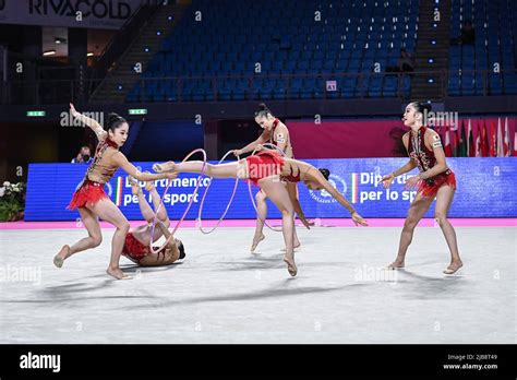 Japan JPN 5 Hoops Group Team During The Gymnastics Rhythmic