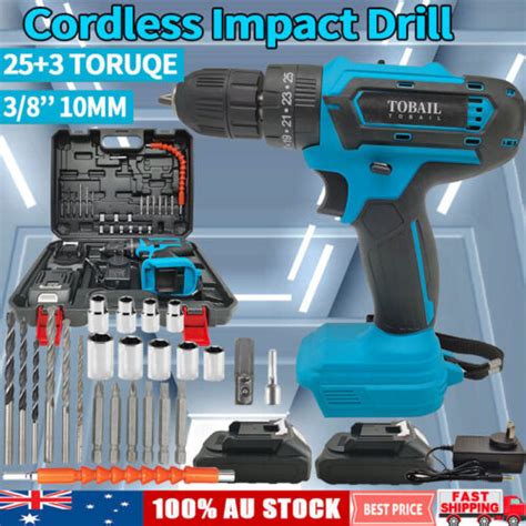 18v Cordless Drill 2 Battery Heavy Duty Impact Driver Kit Electric