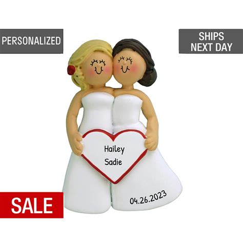 Mrs And Mrs Wedding Personalized Couples Christmas Ornament Same Sex Marriage Gay And