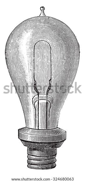 Edisons Incandescent Lamp Vintage Engraved Illustration Stock Vector