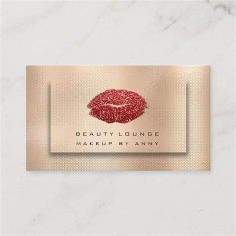 Makeup Artist Lips Bronze Rose Gold Kiss Glitter Business Card