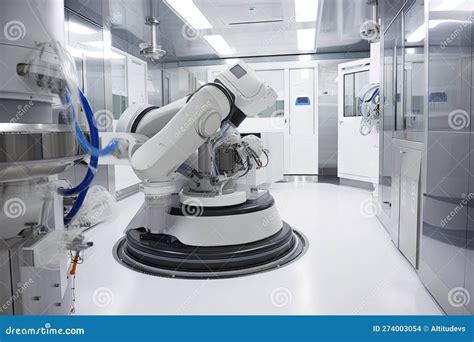 Cleanroom Robot With Its Sensors And Cameras Active Scanning For