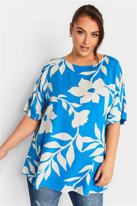 Yours Curve Plus Size Blue Floral Top Yours Clothing