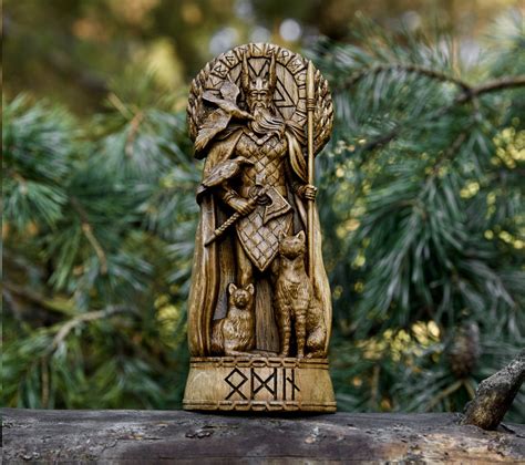 Один Бог викингов Бог Деревянная резная статуя Языческое - Etsy