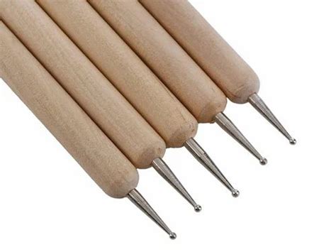 Qatalitic 5 Piece Wooden Dotting Tool Set Double Ended Steel Ball