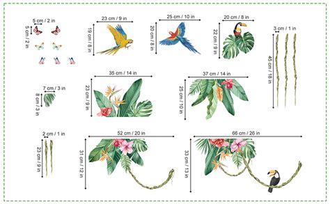 Decalmile Stickers Muraux Feuilles Tropicale Plantes Vertes Autocollant