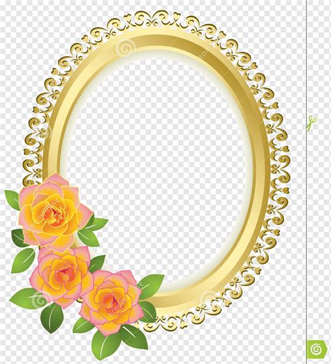 Gold Round Floral Border Transparent Png Clip Art Image