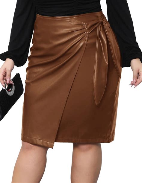 Hanna Nikole Womens Plus Size Work Office Wrap Skirt Bodycon Slim Fit