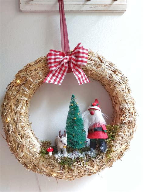 Christmas Straw Wreath Xmas Wreath Christmas Decor Front Door Wreath