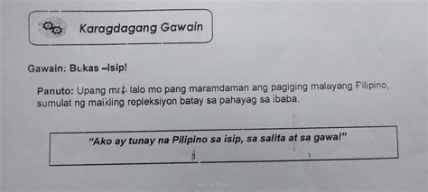 Solved O Karagdagang Gawain Gawain Bukas Lsip Panuto Upang Mag