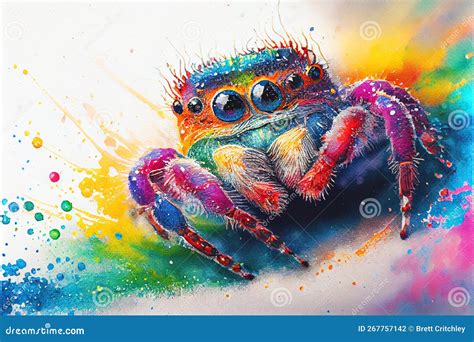 Colorful Jumping Spider Stock Illustration Illustration Of Splashes