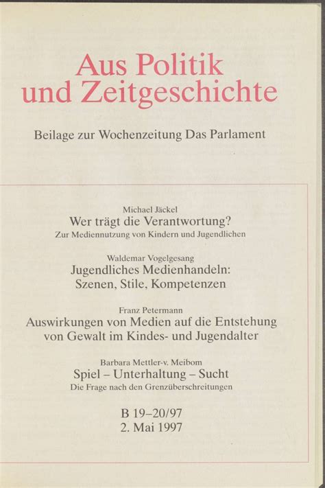 APuZ 19-20/1997 | Suchen Sie im APuZ Archiv | bpb.de