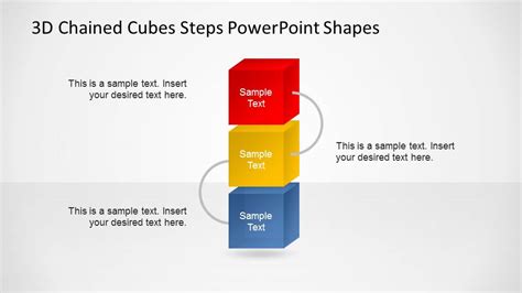 Vertical Three To Five Chained Cubes Steps Powerpoint Diagrams