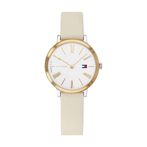 Montre Analogique Femme Tommy Hilfiger Cuir Beige Cleor