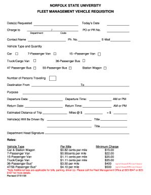 Vehicle Requisition Form Template Fill Online Printable Fillable