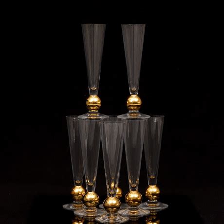 Gunnar Cyr N Champagneglas St Nobel Orrefors Glas Bruksglas