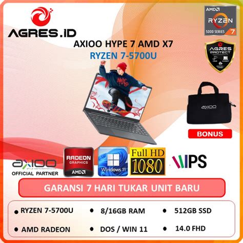 Promo LAPTOP AXIOO HYPE 7 AMD X7 RYZEN 7 5700 8 16GB 512GB 14 Fhd Ips