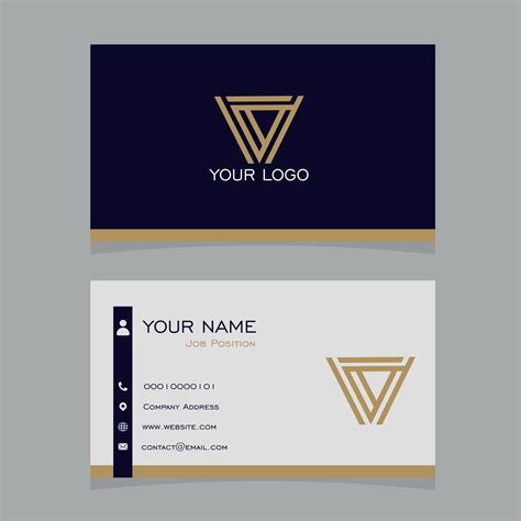 Business card in navy blue, gold and white colors 2735041 Vector Art at