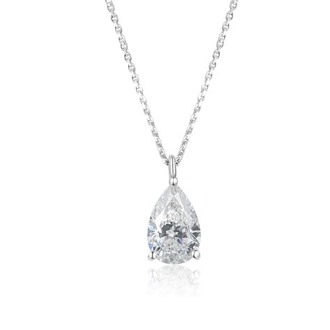 Pear Shape Diamond Solitaire Necklace 1 00ct Pravins