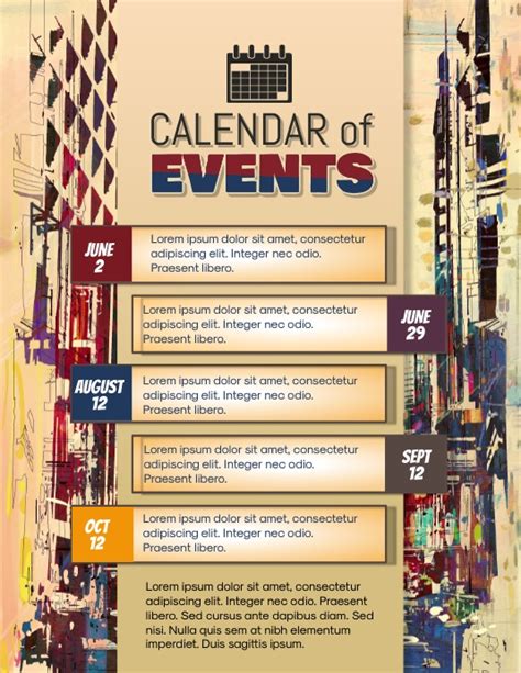 Upcoming Calendar Of Events Flyer Template Postermywall