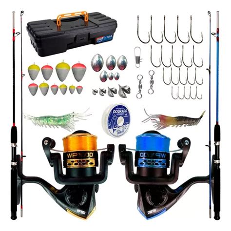 Kit De Pesca Duplo Vara 2 Partes Molinete E Acessorios Frete grátis