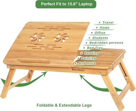 Bamboo Laptop Desk With Tilting Top And Drawer In Nepal At Npr