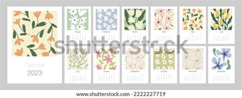 Floral Calendar Template 2023 Vertical Design Stock Vector (Royalty ...