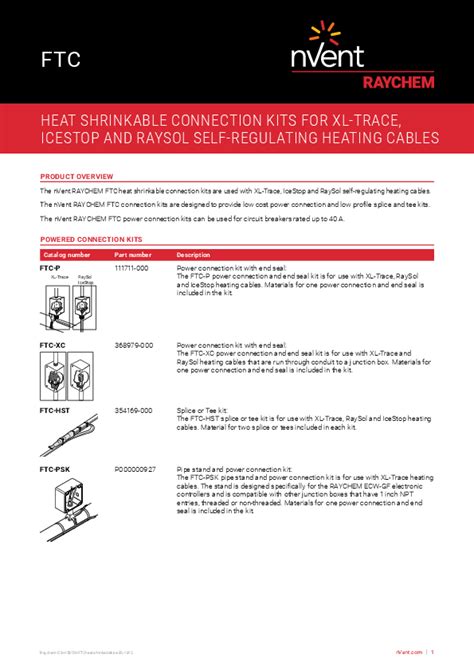 Nvent Raychem Ftc Xc Ftc Heat Shrinkable Connection Kit Instruction Manual