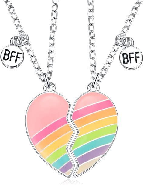 Collier Best Friends Collier BFF Collier De Demi Coeur Arc En Ciel