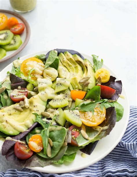 Kiwi Avocado And Tomato Salad With Kiwi Dressing Salted Plains